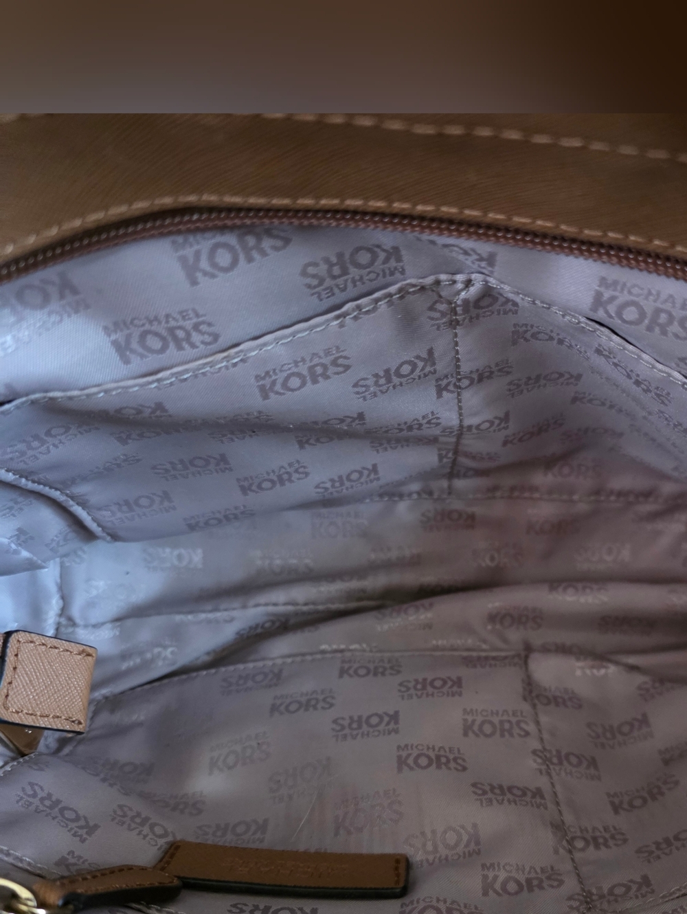 Michael Kors Brown Shoulder Bag with Gold Accents - Picture 6 of 7
